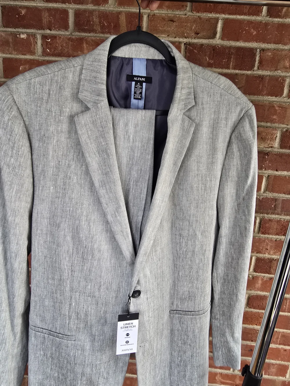 Alfani Men's Light Gray Linen-Blend Suit